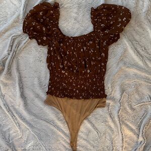 Astr Brown Floral Blouse